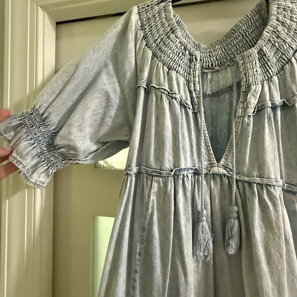 Free People Denim Maxi Dress - Picture 3 of 4